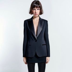 Zara wool blend tuxedo jacket blazer